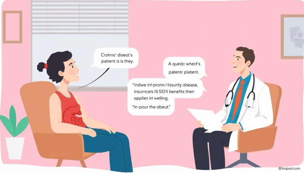 Image of a person with Crohn's disease consulting a doctor about SSDI benefits
